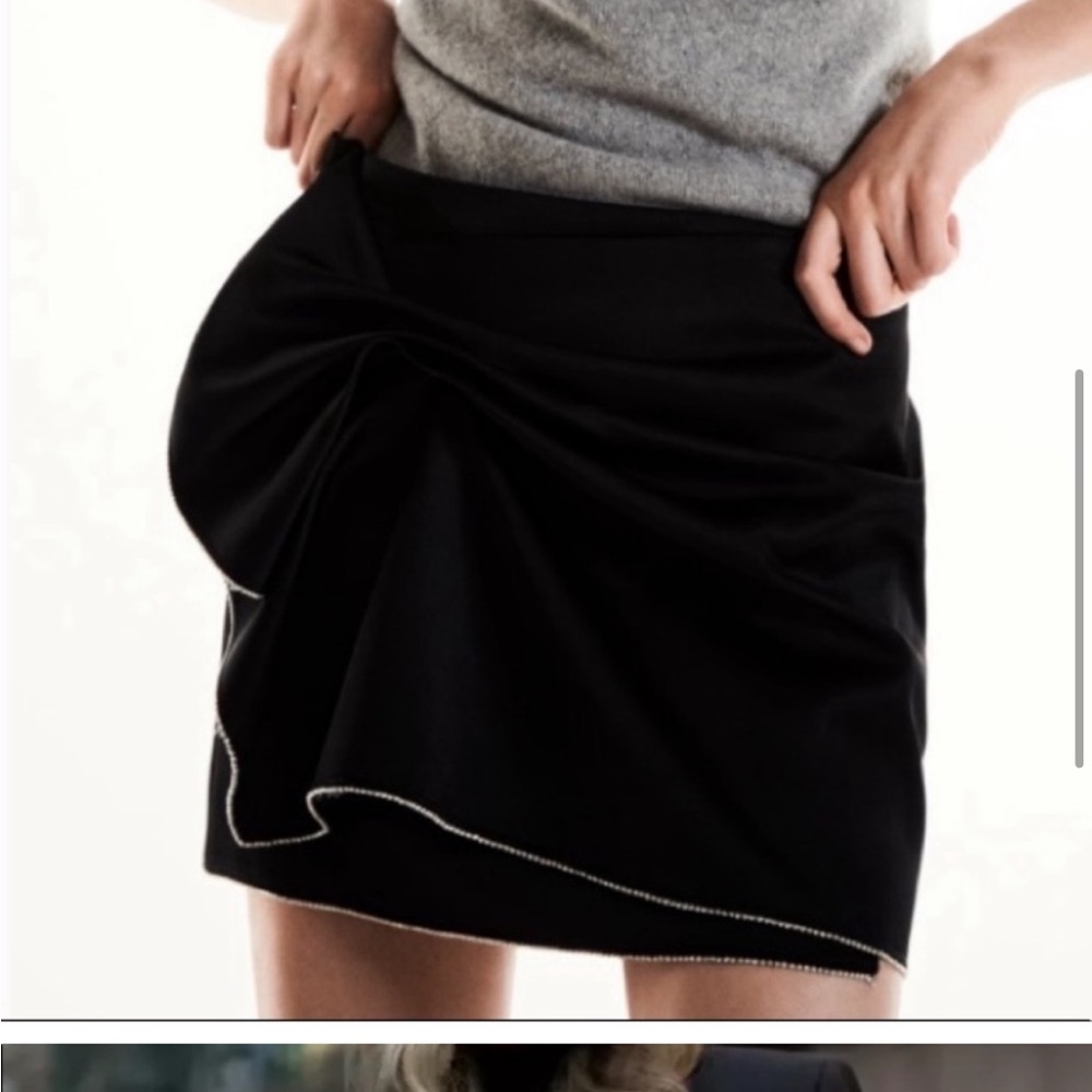 Zara NWOT big bow jeweled crystal rhinestone trim satin mini skirt - Picture 7 of 14